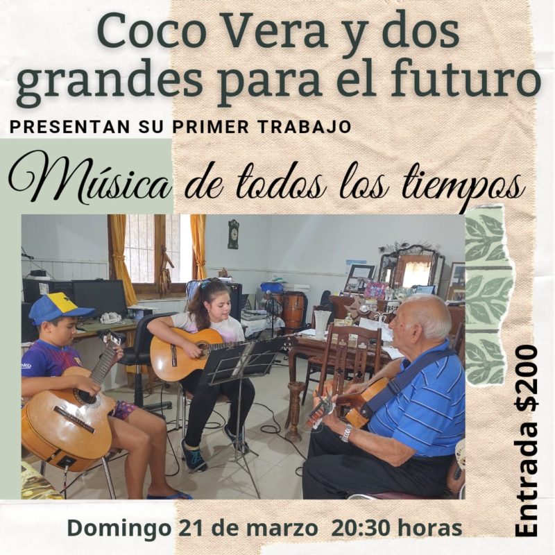 Este Domingo 20:30 hs,  Coco Vera junto a Isabella Vivas & Fabricio Valdez "Dos grandes para el futuro", presentando su primer trabajo discográfico. 